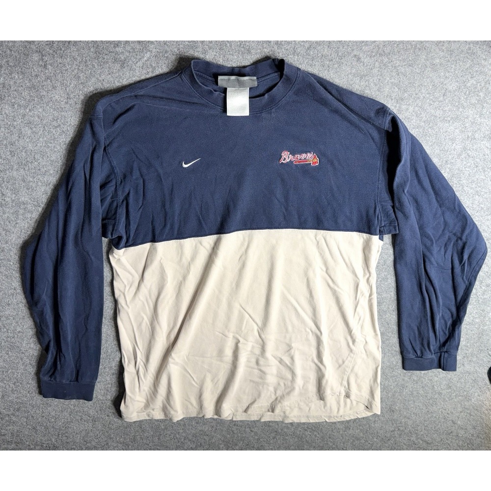Vintage Y2K Nike Team Atlanta Braves Long Sleeve Colorblock Shirt XL MLB